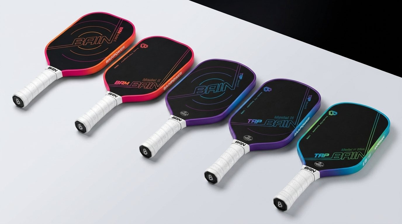 A pickleball court under lights